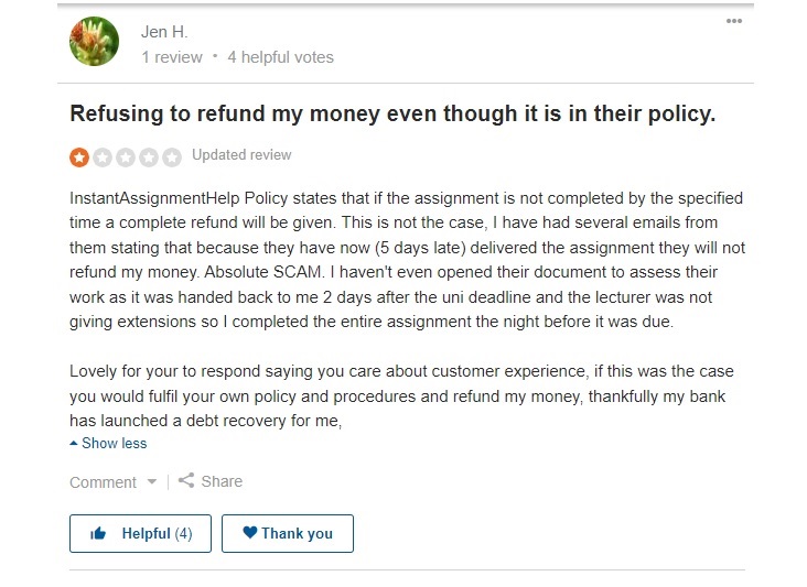 instantassignmenthelp review