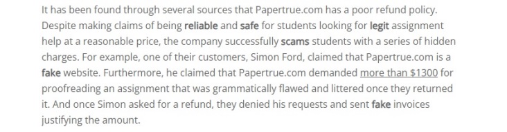 papertrue review and student feedback